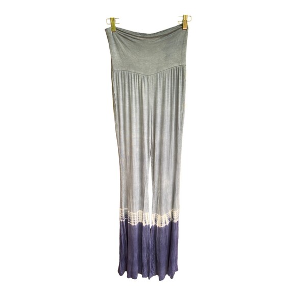 Nu Label Anthro blue white tie dye palazzo long Pants Size M Coachella Boho - Picture 4 of 9